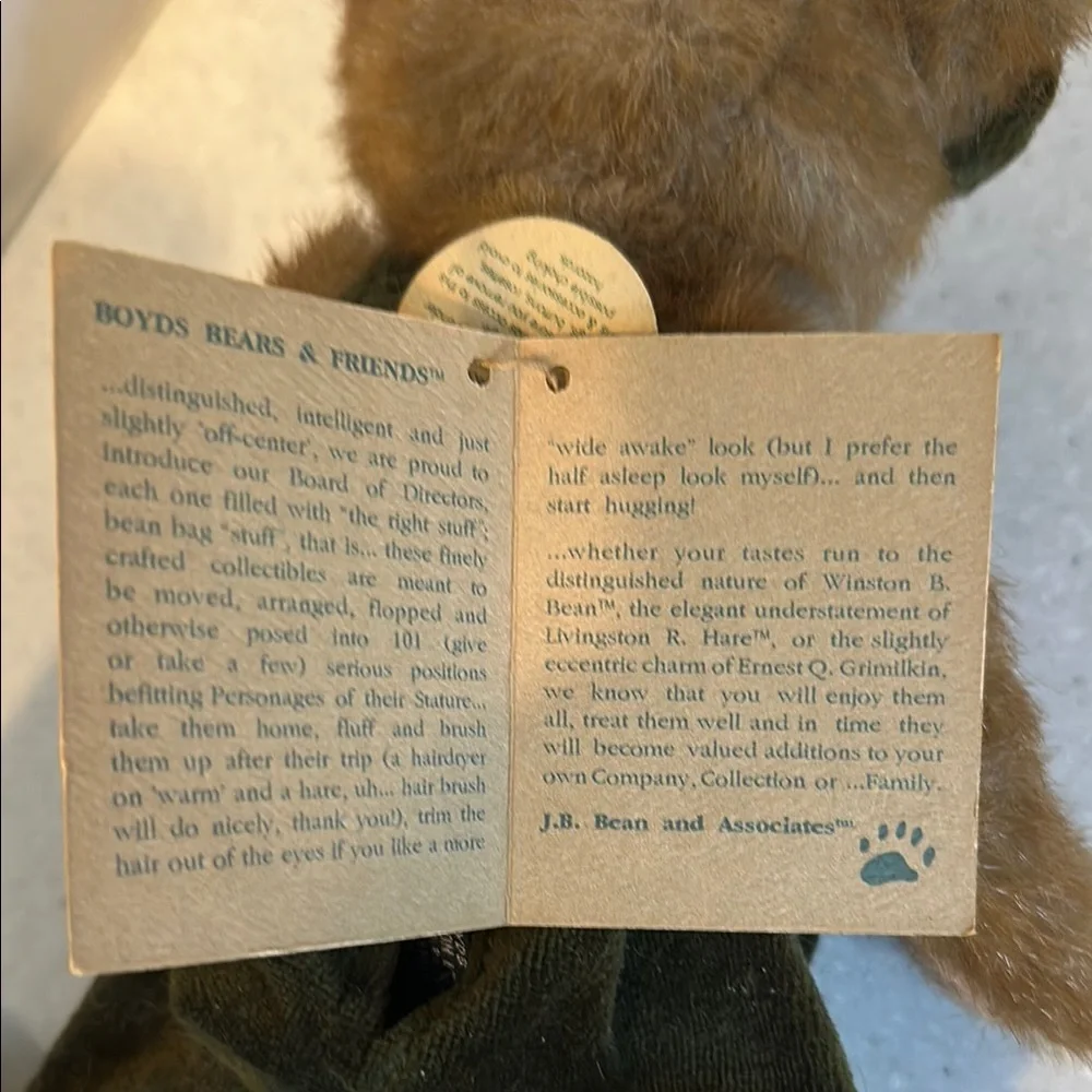 Vintage Boyds Bear Brown Teddy Bear with Tags Attached. Collectible